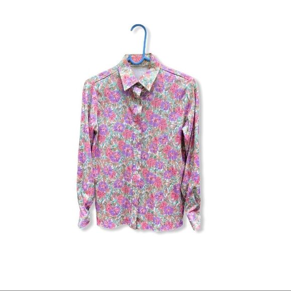 Vintage‎ Floral Polyester Blouse - Picture 6 of 6